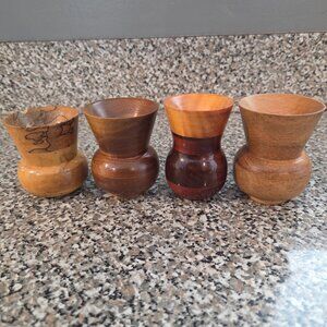 wooden 3-inch candle toothpick holder craftsman handmade x 4